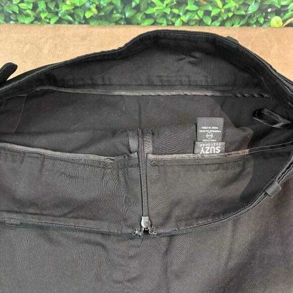 Suzy Shier Mini Skirt Womens Black w/ Side Pleat and Belt Size 13-14 (SKU: 29W) - Picture 5 of 10